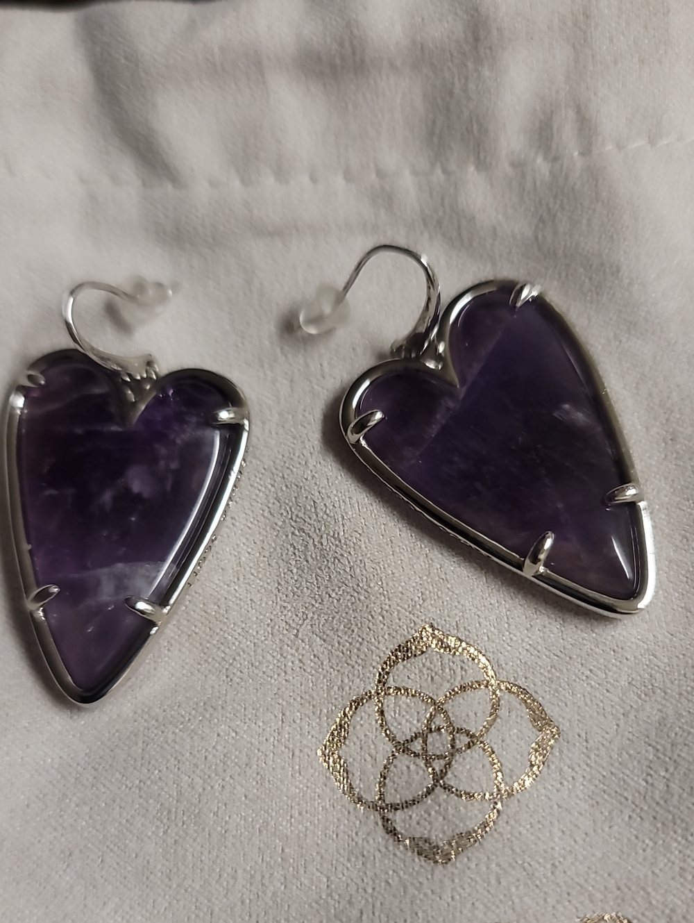 Kendra Scott Ansley Amethyst Heart Drop Earrings in Deep Purple